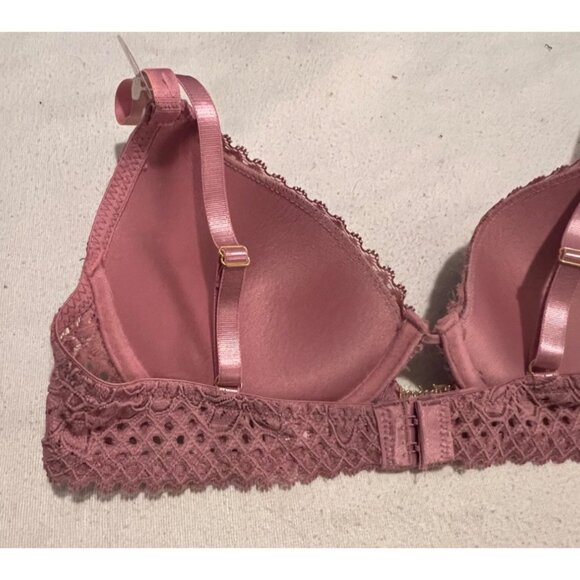 Juicy Couture 34C Pink Lace Push-Up Bra Adj Straps Sweetheart Charm Accent - Picture 10 of 16